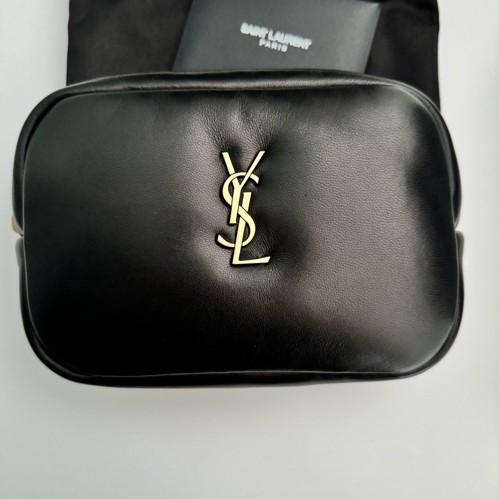 Saint Laurent Cassandre (Calypso) Mini Cosmetic Pouch Black New